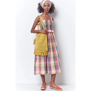 Corey Lynn Calter Plaid Midi Dress Smocked Cotton Anthropologie Small